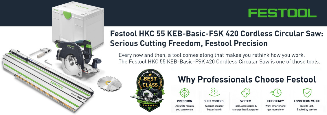 Festool HKC 55 KEB-Basic-FSK 420 Cordless Circular Saw: Mobile Cutting Precision with Serious Power