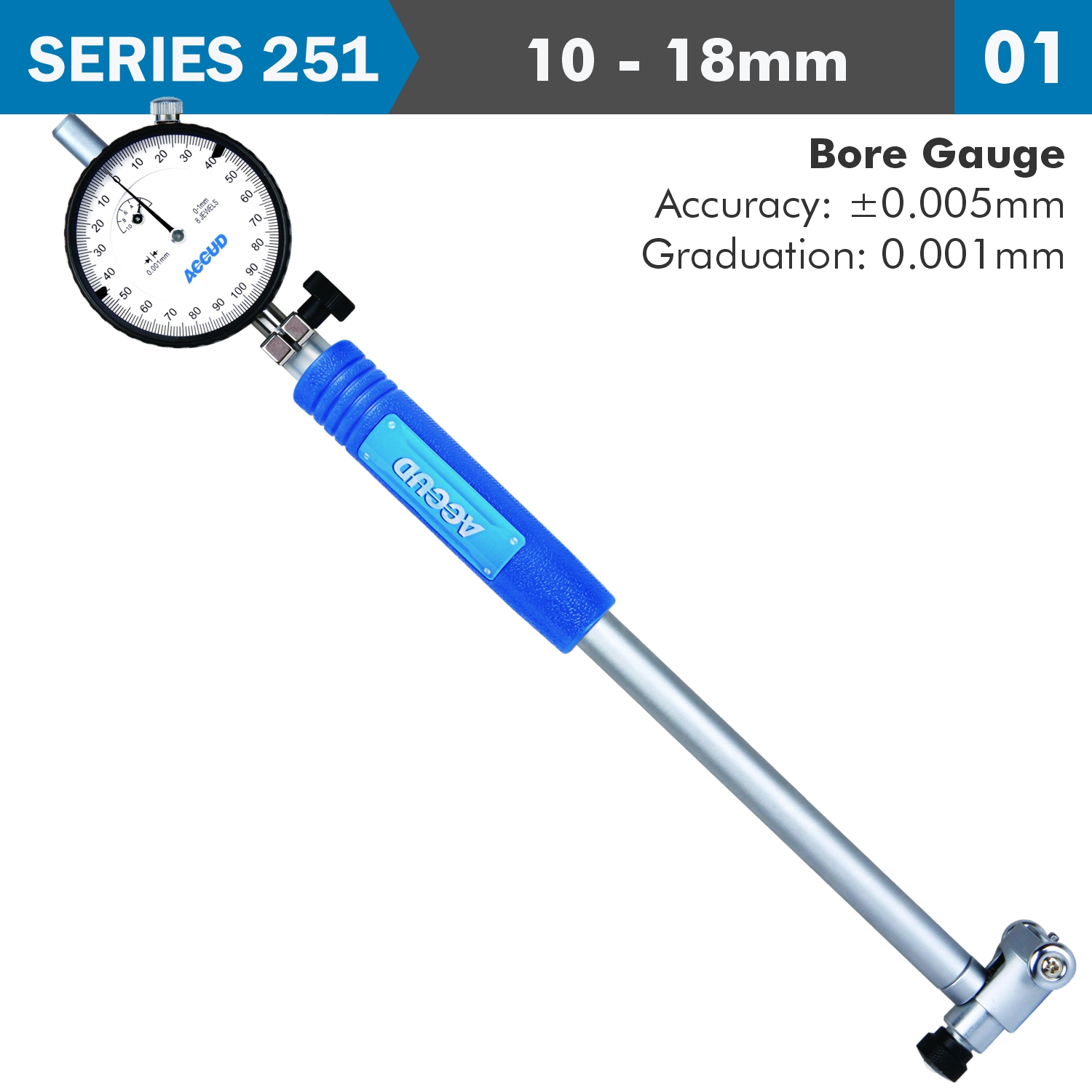 Precision Dial Bore Gauge 10-18mm 0.005mm Acc. 0.001mm Grad.