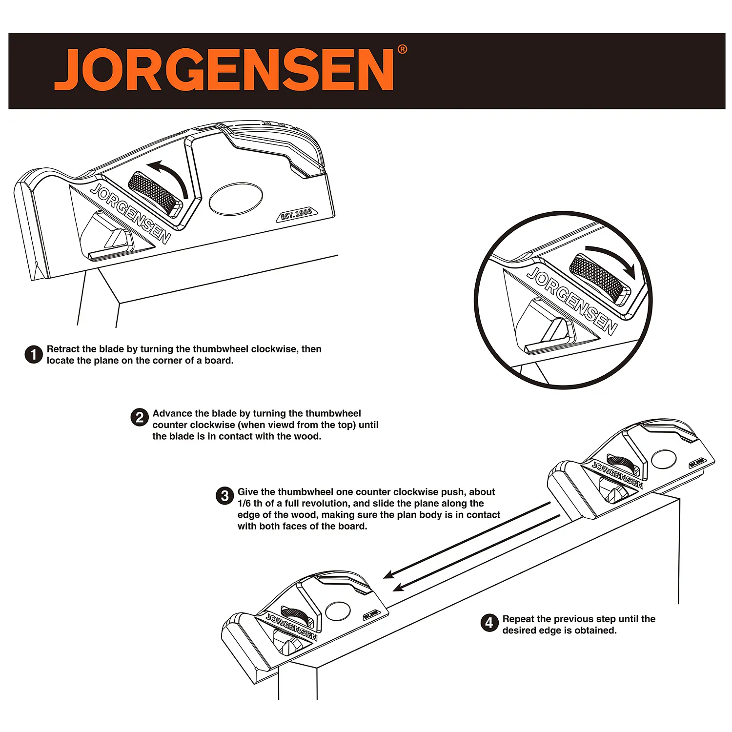 Hand Plane Corner Easing Plane W/45 (degree) Chamfer Blade Jorgens
