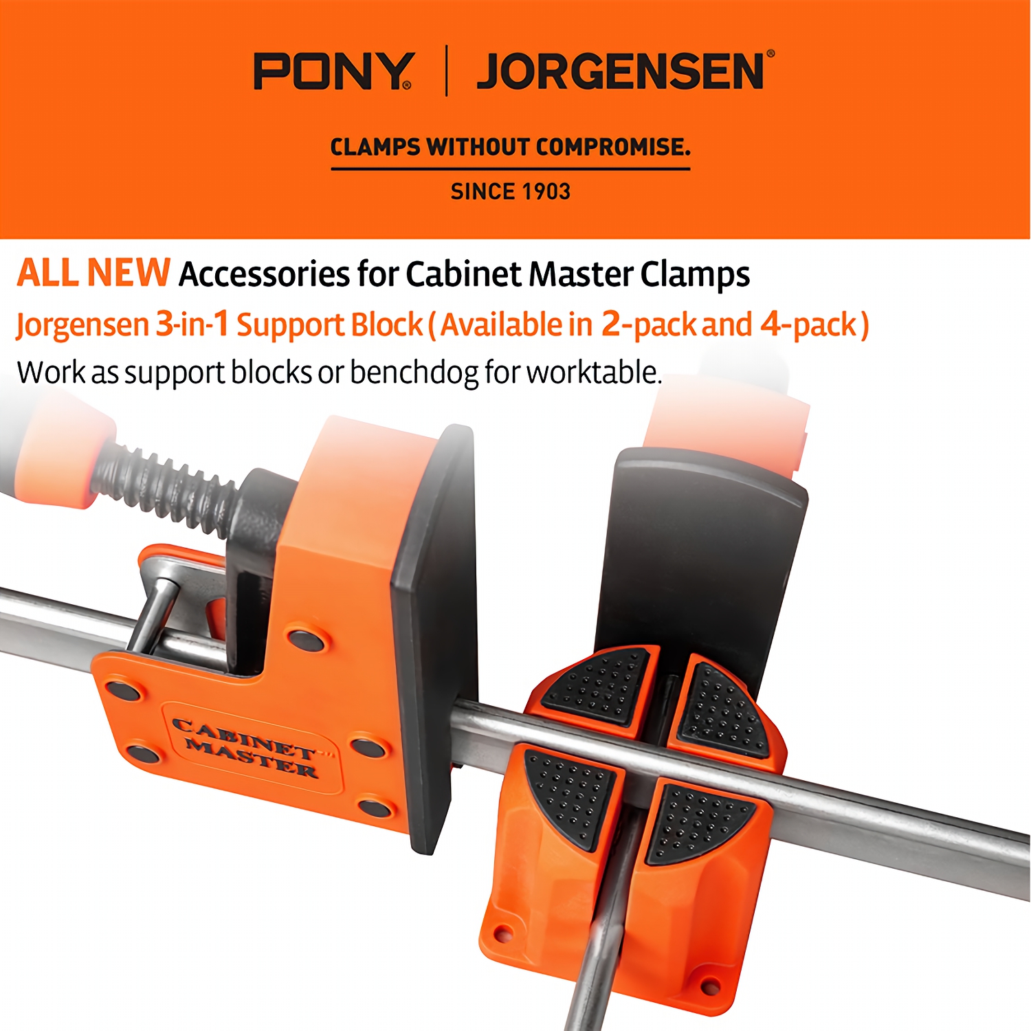 Jorgensen 3-in-1 Support Block 4pc For Parallel Clamps 3/4' Bench Top