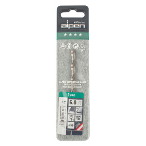 ALPEN Pro Hss 6mm Drill Din 338 Rn 135 Split Point Plastic Wallet (1