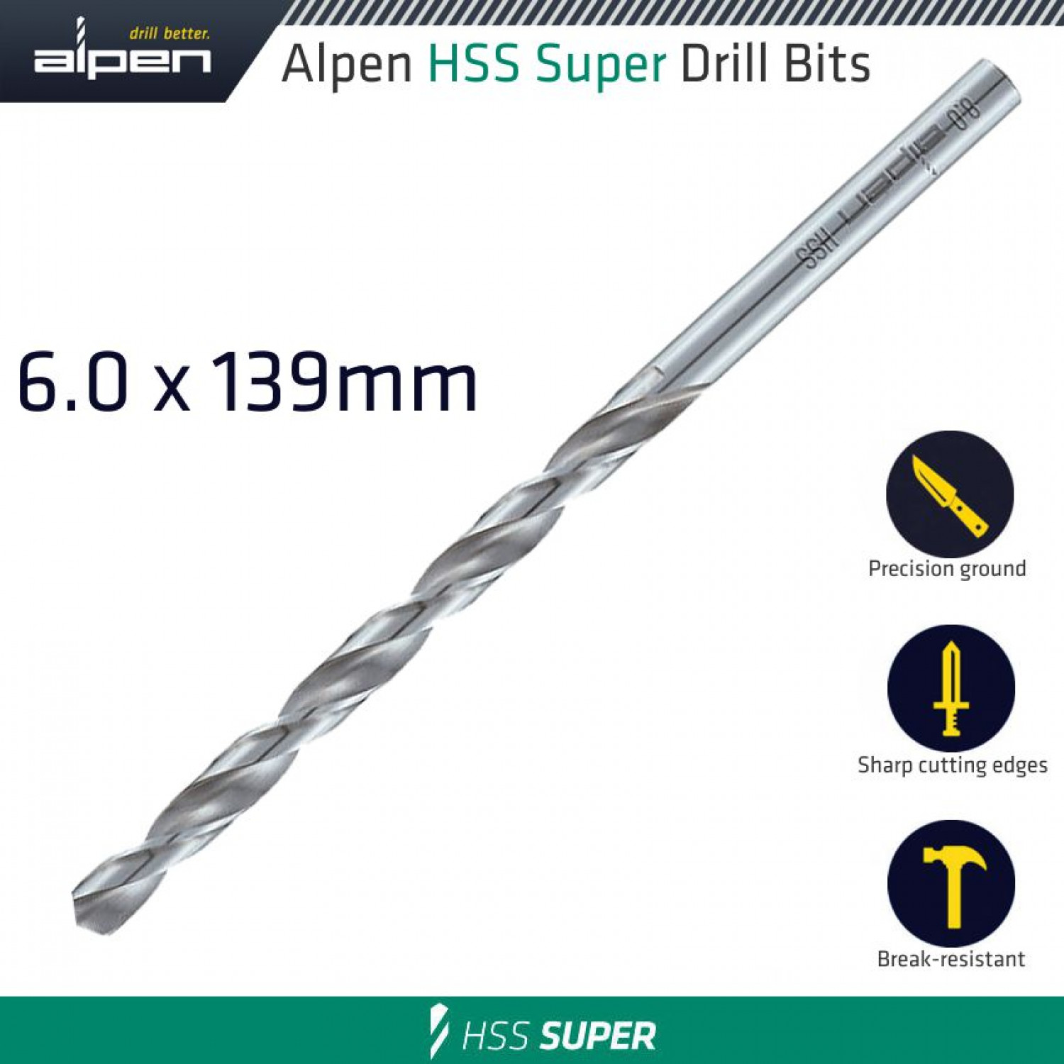 Hss Drill Bit Long 6 X 139mm Bulk
