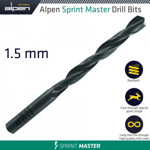 Hss Sprint Master 1.5mm X1 615015 Sleeved Din338 ALPEN Drill Bit