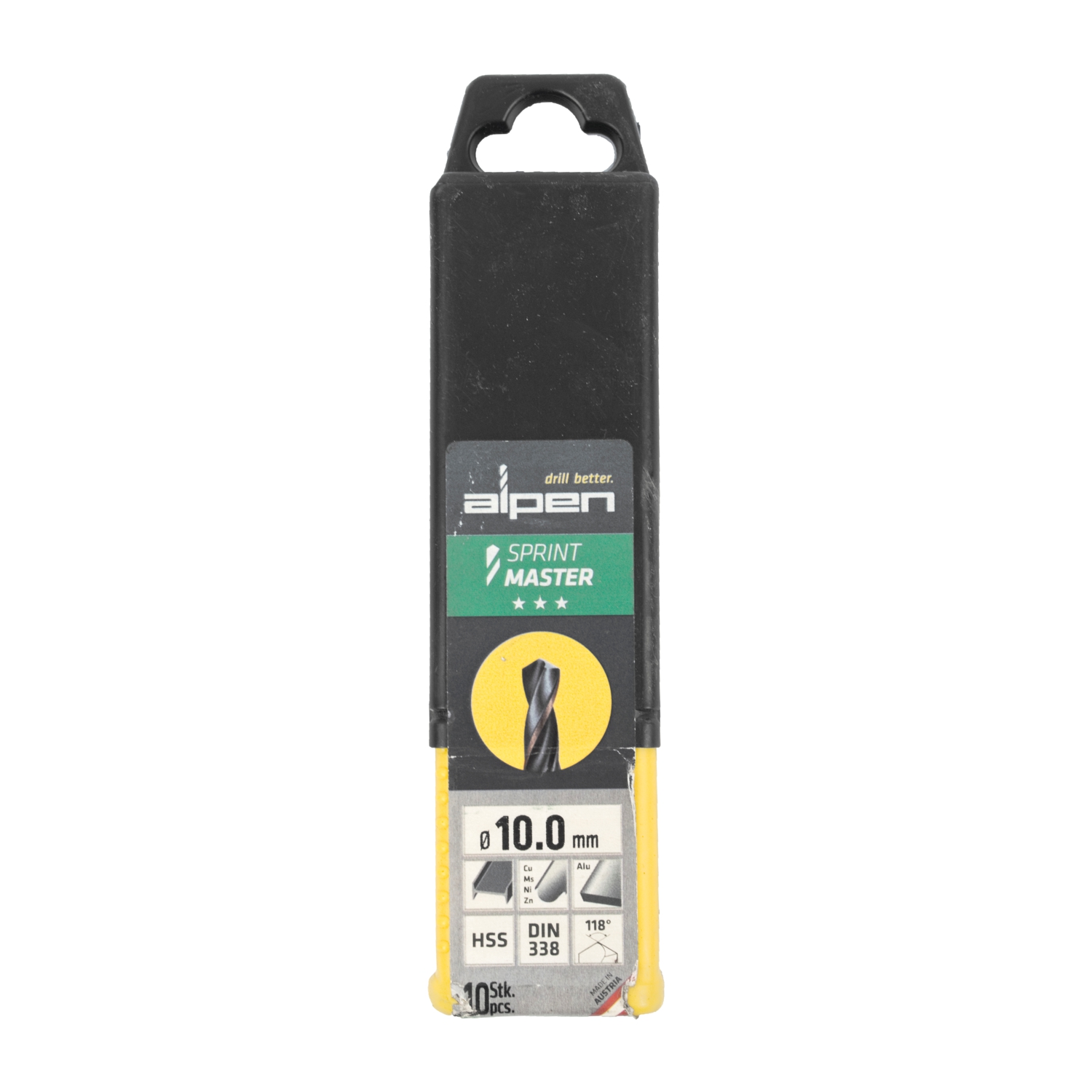 Hss Sprint Master 10.0mm 10-pack Hang Tag Din 338 ALPEN Drill Bits