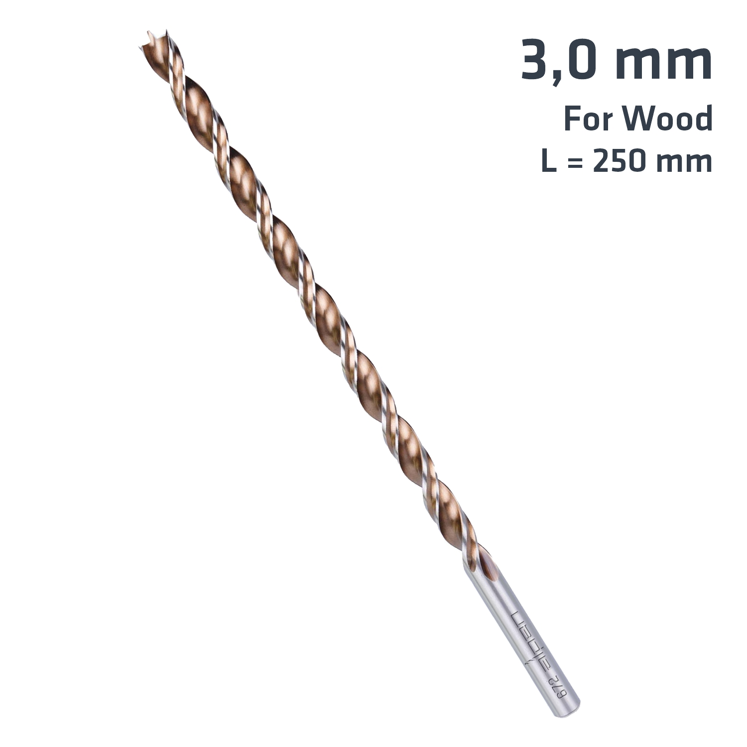 Timber Twist 3mm X 250 Long Wood Drill Bit Sleeved
