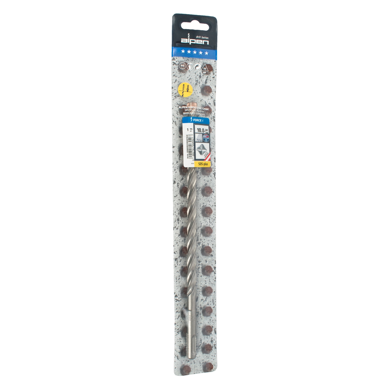 Force X 10.0 X 260/200 Sds-plus Rebar Drill Bit X4 Cutting Edges