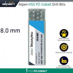 ALPEN Cobalt Drill Short Bulk 8.00mm