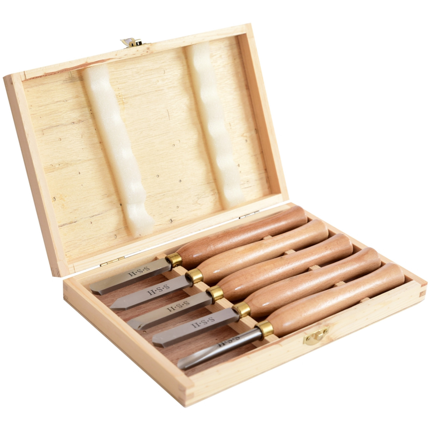 Chisel Set Wood Turning 300mm Hss 5 Piece Wood Case