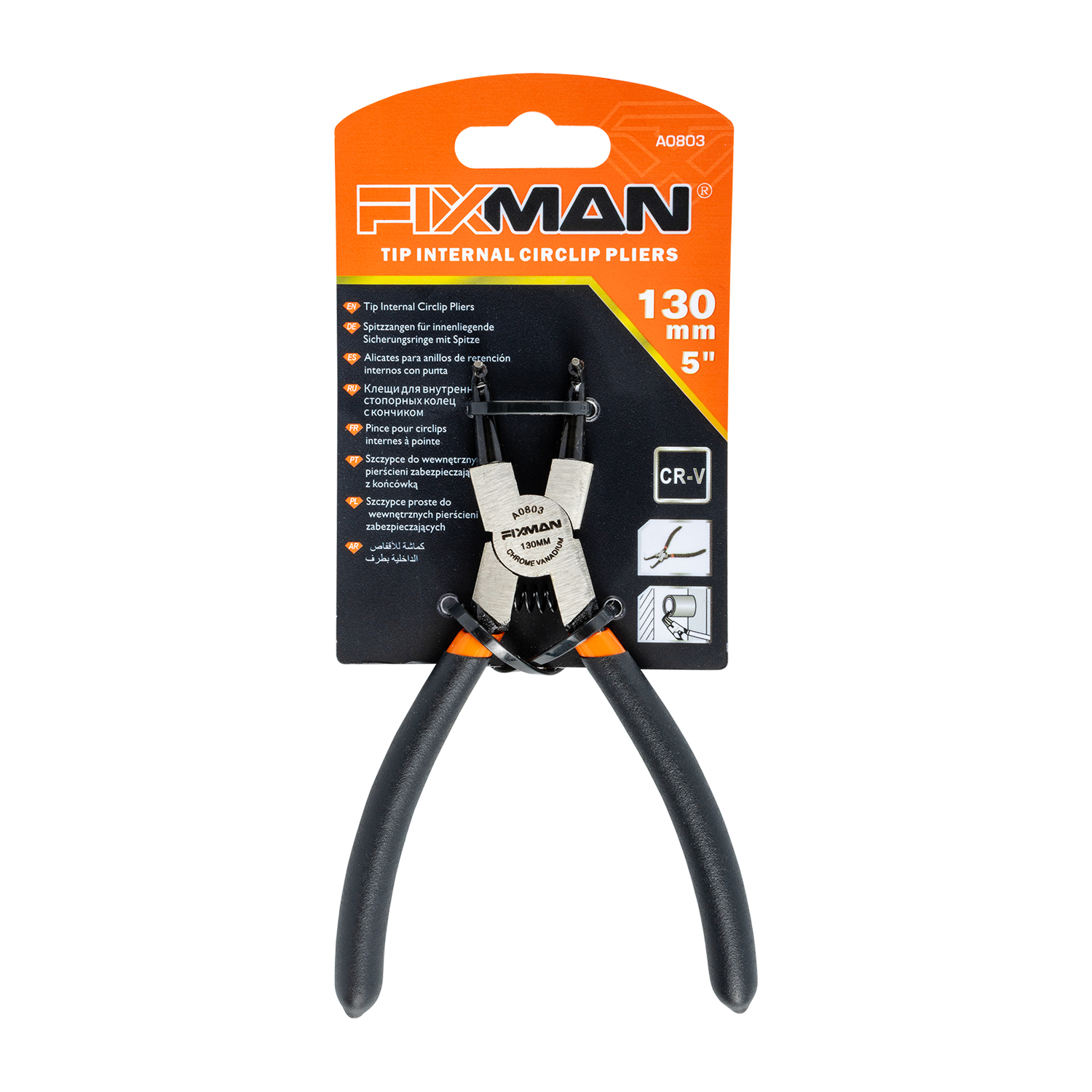 FIXMAN Internal Circlip Pliers 6'/145mm X 90 Deg