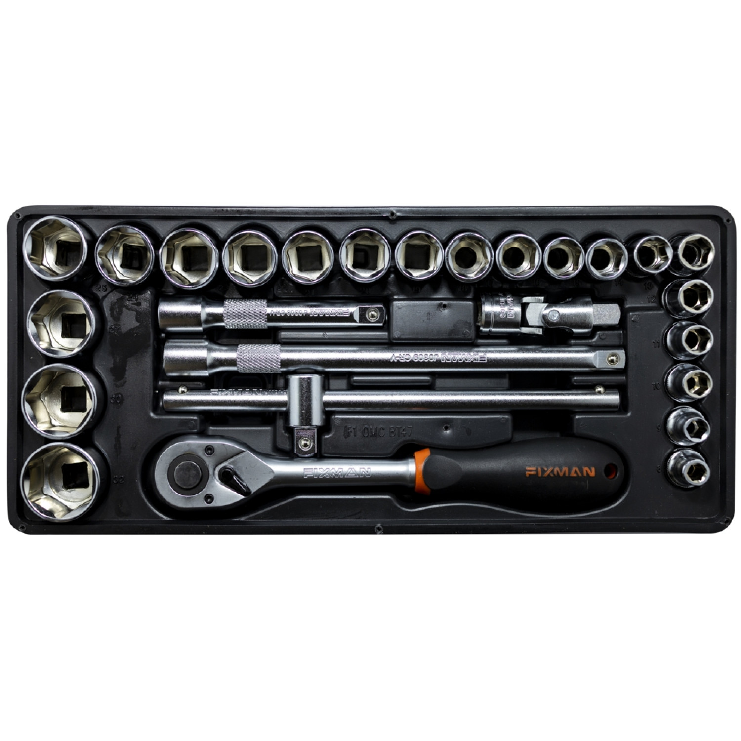 FIXMAN Tray 26 Piece 1/2' Drive Sockets And Accessories