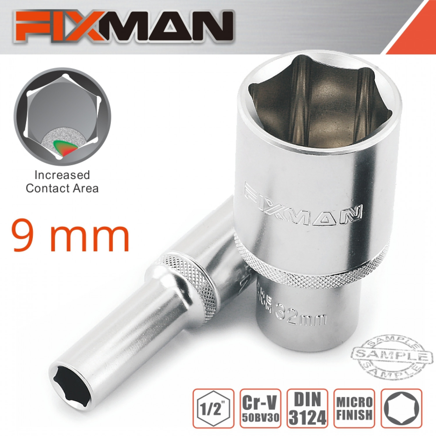 FIXMAN 1/2' Dr Deep Socket 9mm