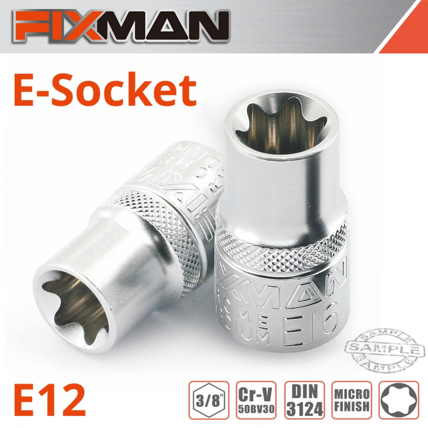 FIXMAN 3/8' Drive E-socket 6 Point E12