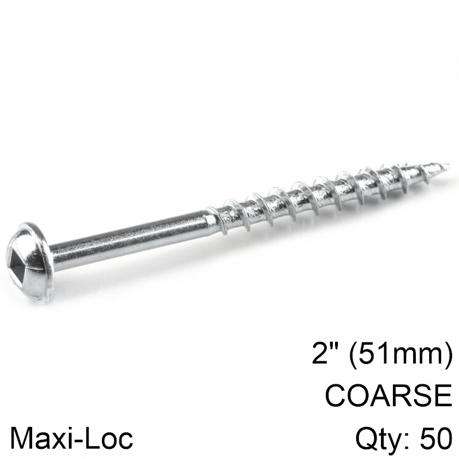 KREG Zinc Pocket Hole Screws 51mm 2.00' #8 Coarse Thread Mx Loc 50ct