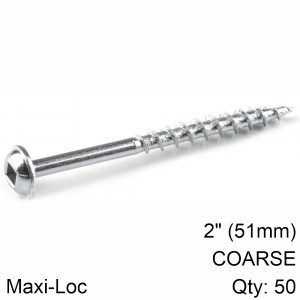 KREG Zinc Pocket Hole Screws 51mm 2.00' #8 Coarse Thread Mx Loc 50ct