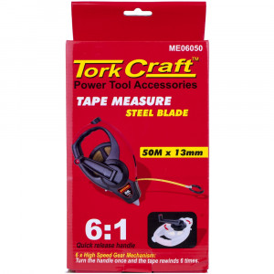 Measuring Tape Steel Blade 50m X 13mm Co-molded Rubber Casing