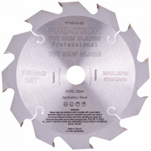 Saw Blade Tct 160x2.2x20x12t Wood Prof. PRO-TECH Fes. Ts55 Pw12