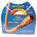 Flex Air Hose Kit 8mm X 10m Orange W/quick Coupler & Connector Yohkon