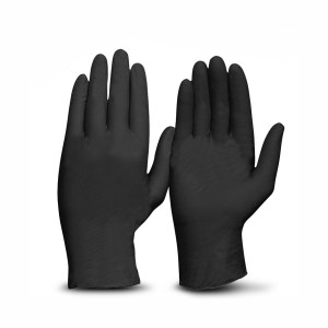 Nitrile Glove L/duty Medium Black 100pc T/box