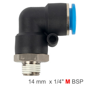 Elbow 14mm-1/4 M Pu Hose Fitting