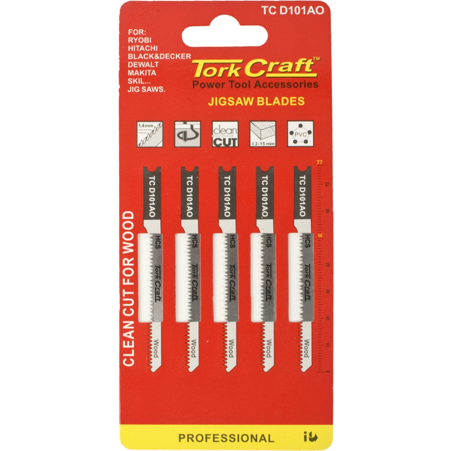 U-shank Jigsaw Blade20tpi For Wood 1.4mm 5pc