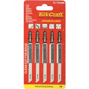 T-shank Jigsaw Blade Reverse Tooth 2.5mm 10tpi 100mm Wood 5pc