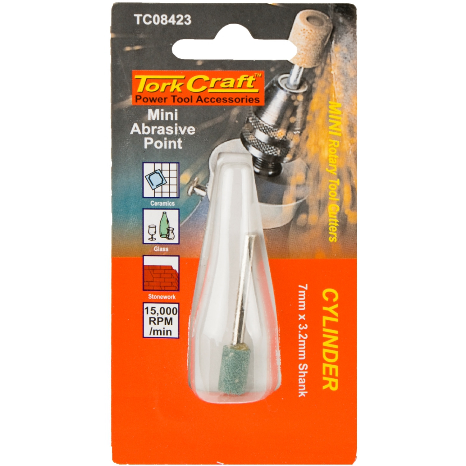 Mini Abrasive Point 12.7mm Cyl. 3.2mm Shank