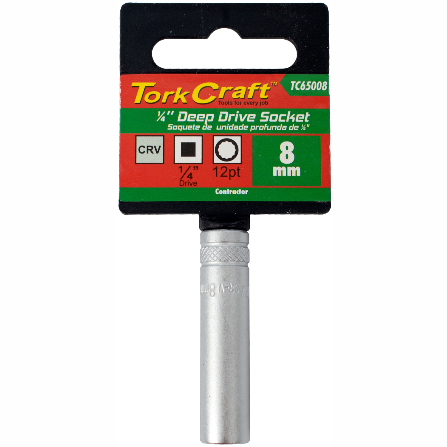 Socket 8mm 1/4" Dr Deep Socket Crv 12 Point