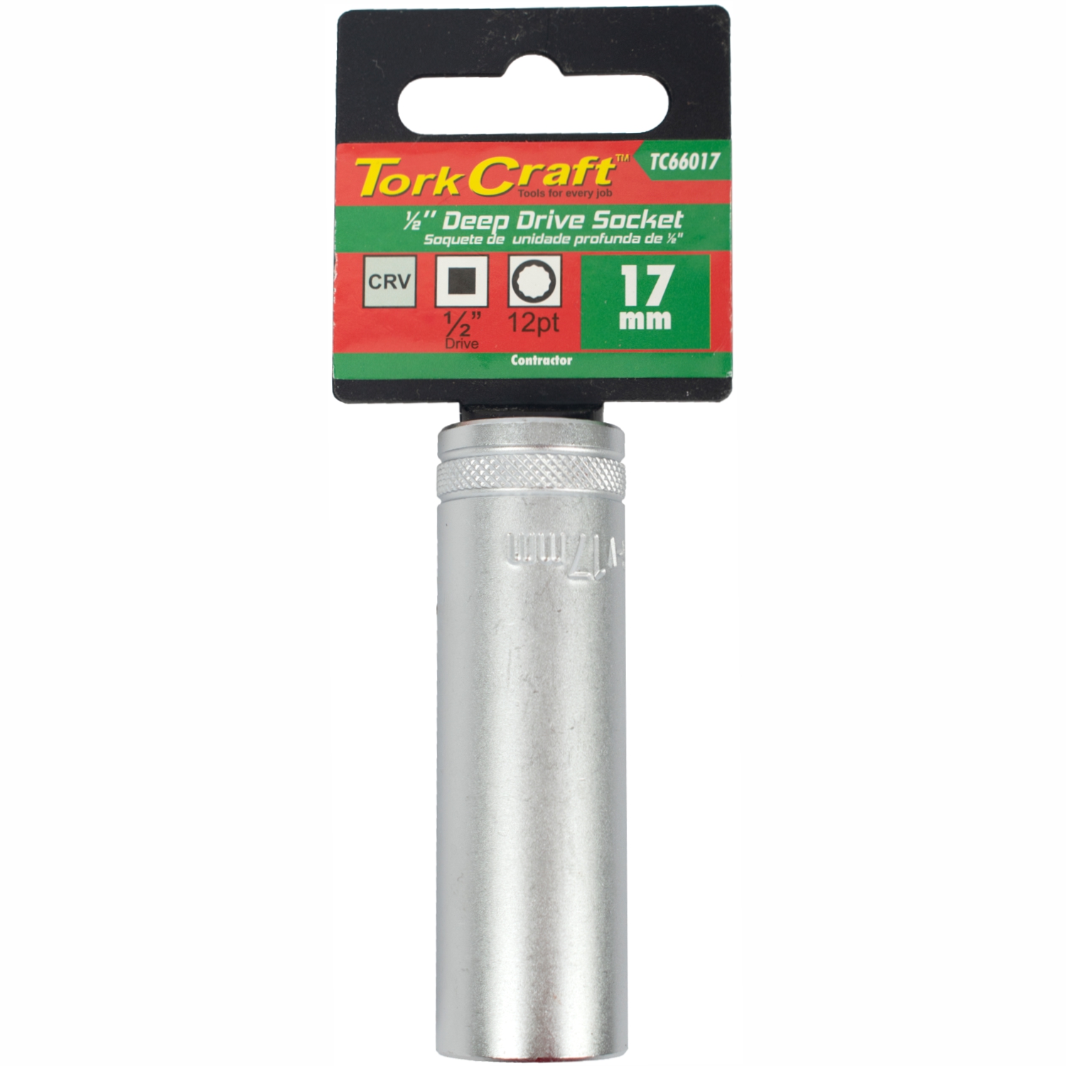 Socket 17mm 1/2" Dr Deep Socket Crv 12 Point