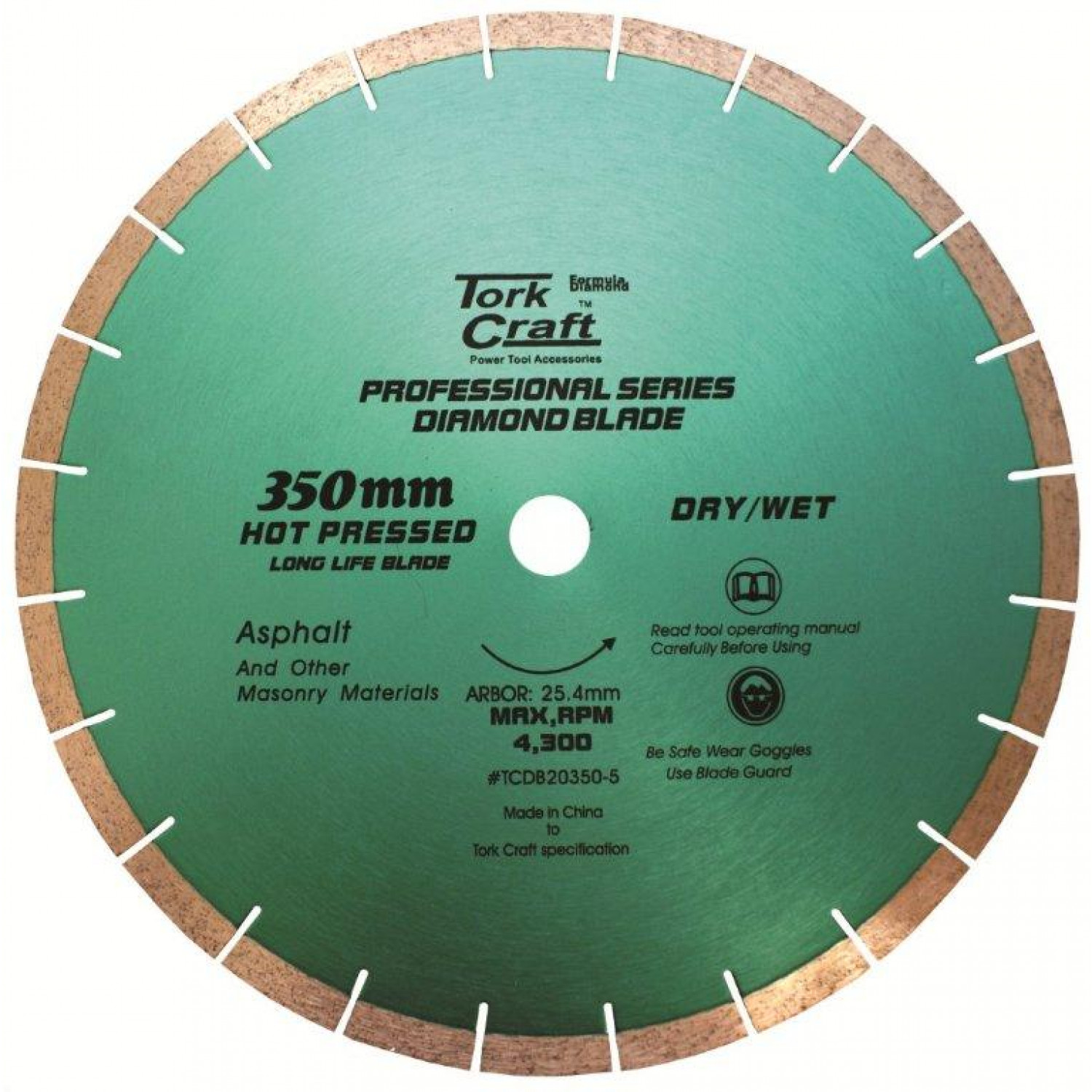 Diamond Blade 350x25.4mm Asphalt Hot Pressed Segmented Tar