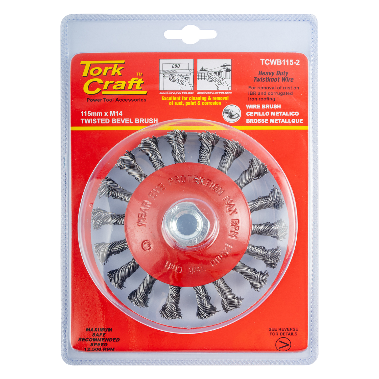 Wire Cup Brush Twisted Bevel Plain 115mmxm14 Blister