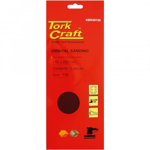 Sanding Sheet Orb 115 X 280mm 150 Grit No Holes 5/pk Hook And Loop