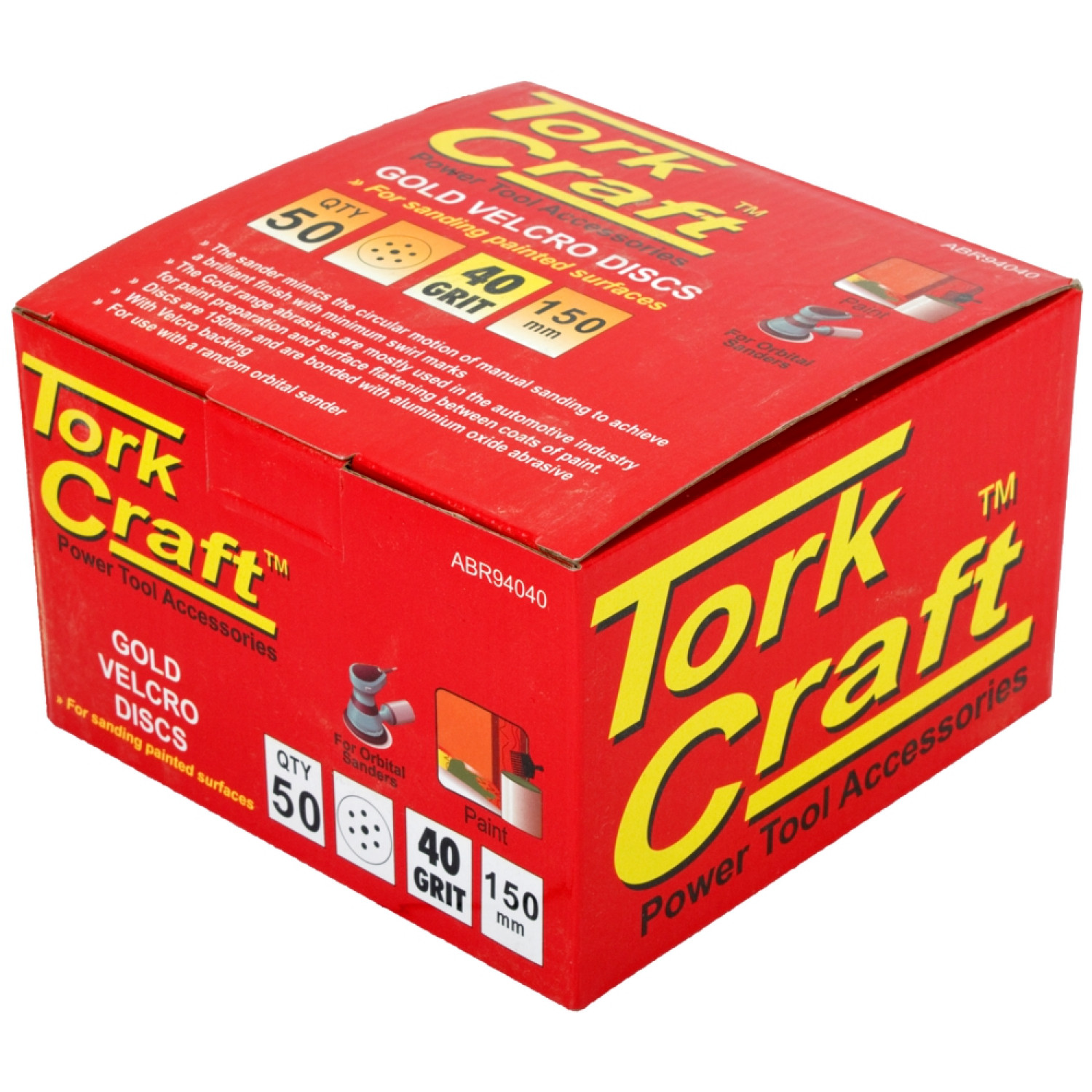 Gold Disc (50 Pieces) 40 Grit 150mm X 6+1 Holes Hook And Loop