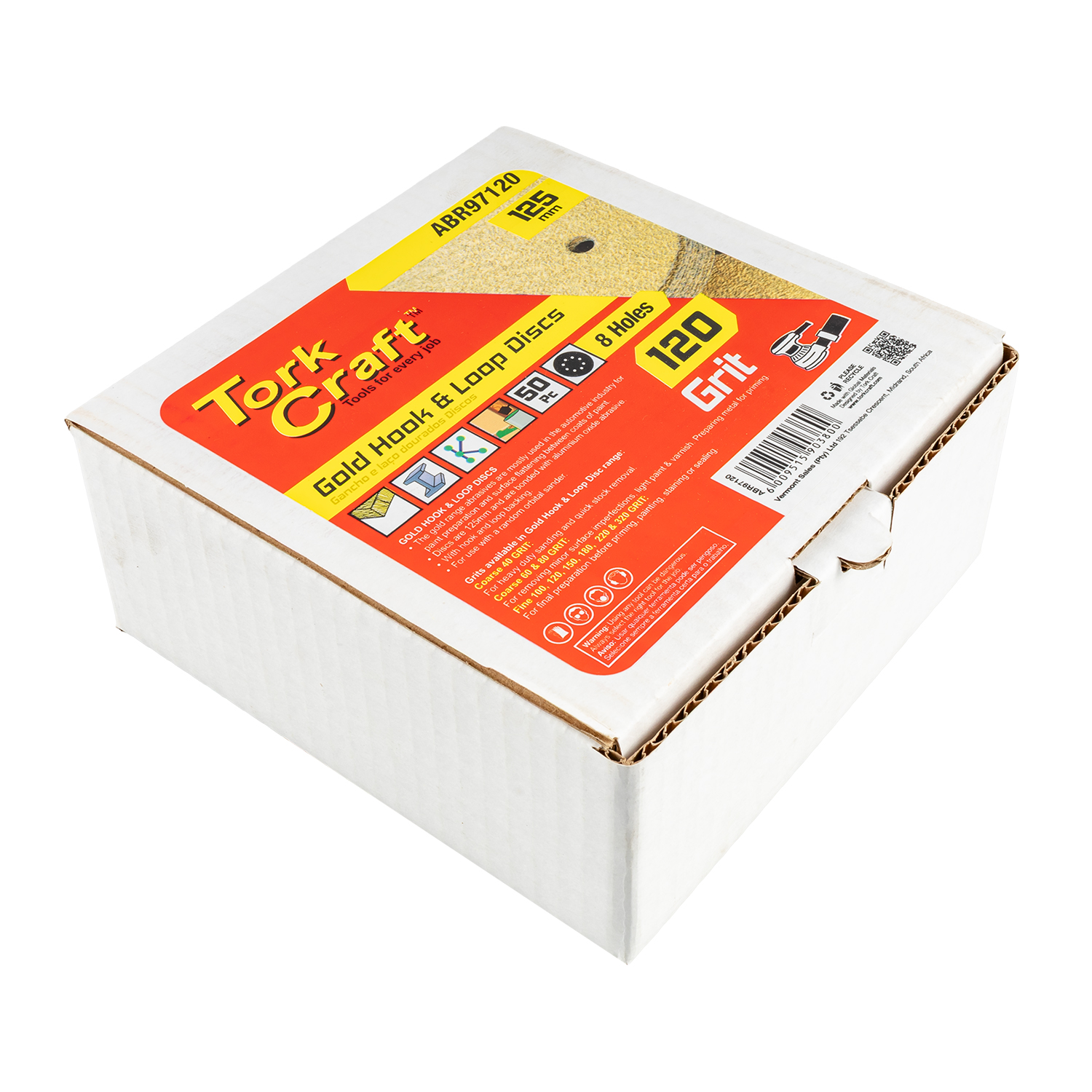 Gold Disc (50 Pieces) 120 Grit 125mm X 8 Holes Hook And Loop