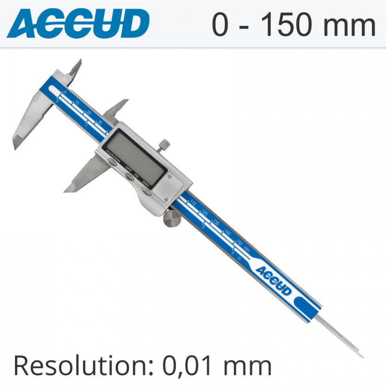Dig. Caliper 150mm 0.03mm Acc. Metal Cover S/steel 0.01mm Res.