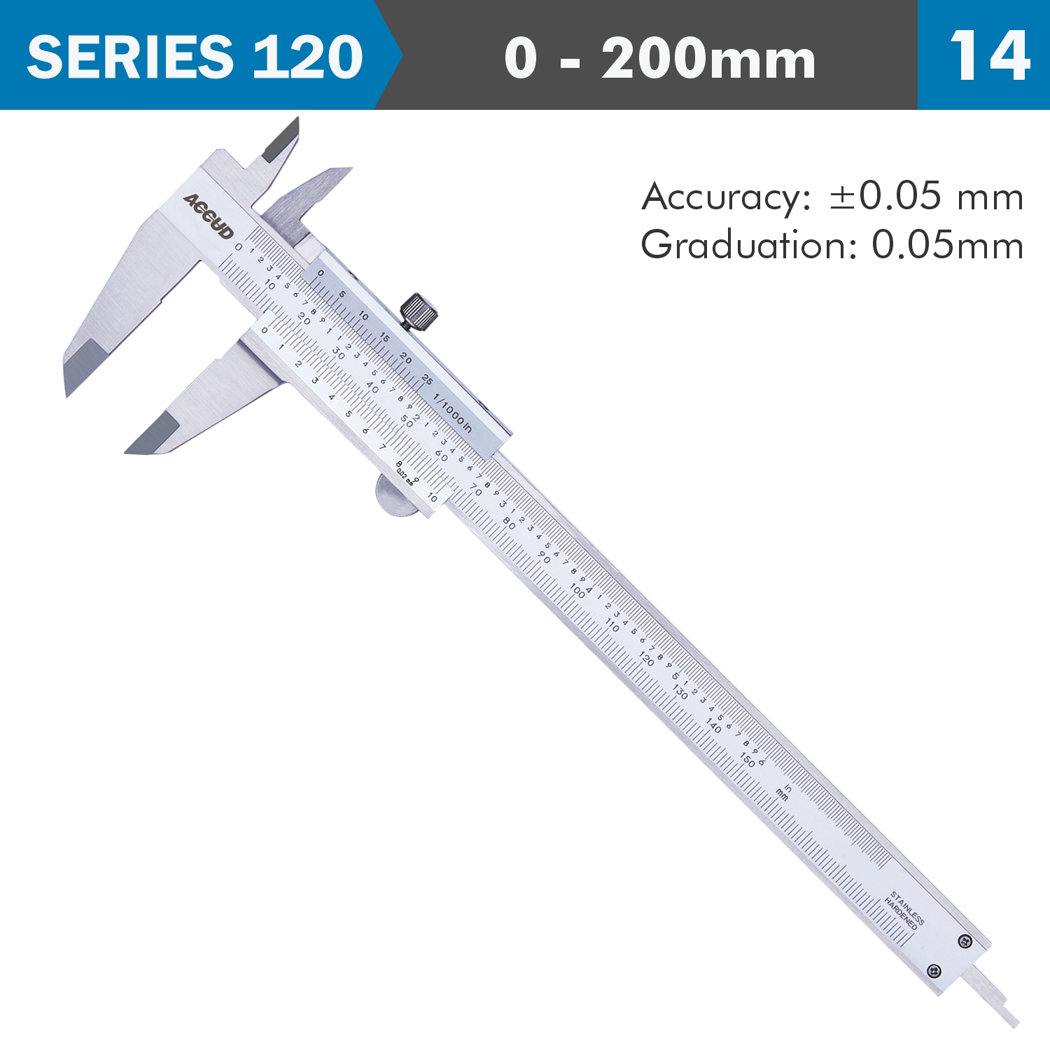Vernier Caliper 200mm 0.05mm Acc. Din862 0.05mm Grad. S/steel
