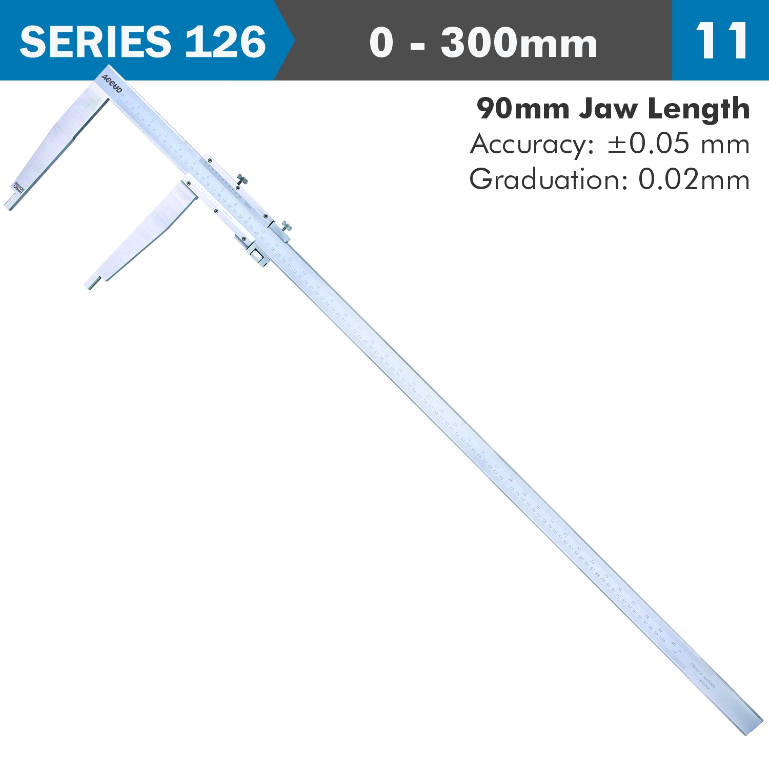 Vernier Caliper 300mm 0.05mm Acc. 90mm 0.02mm Grad S/steel