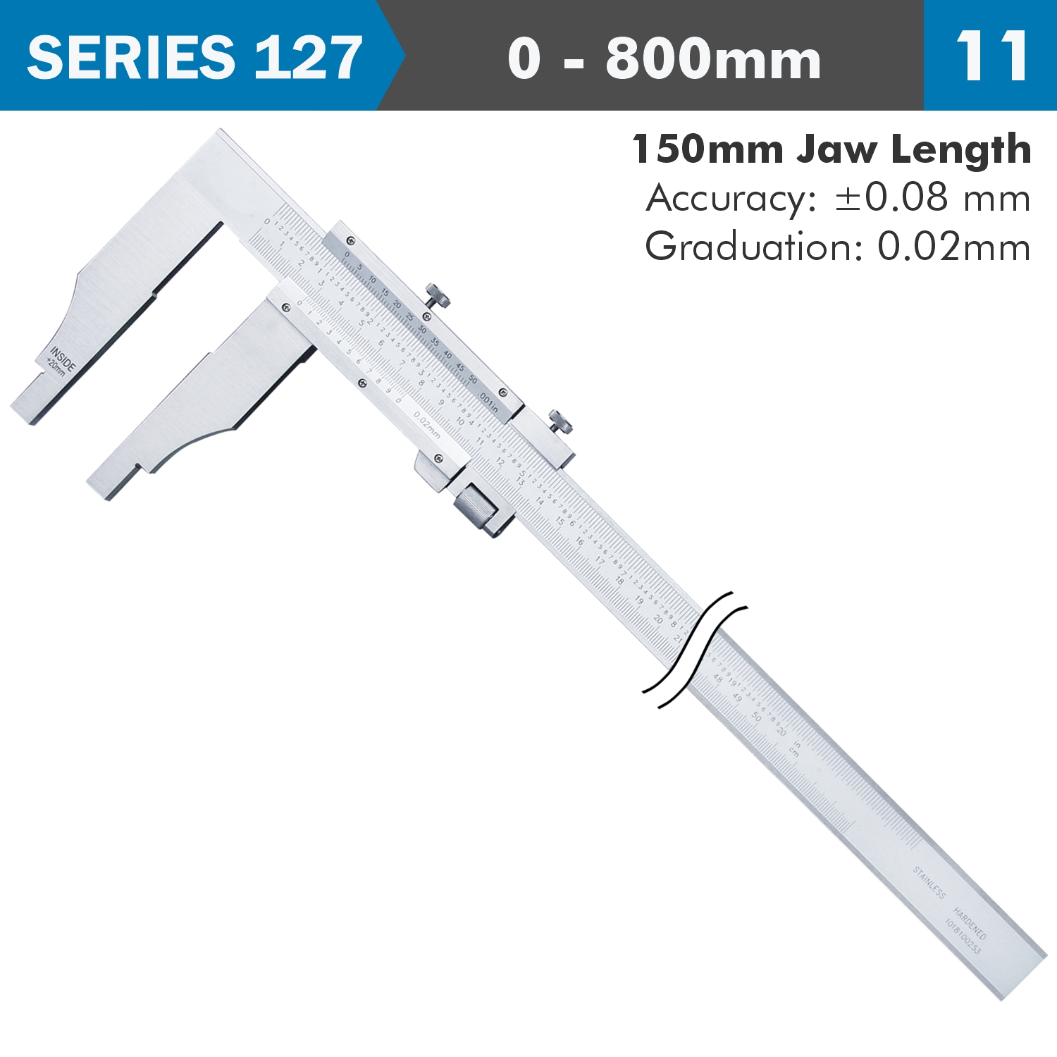 Vernier Caliper 800mm 0.08mm Acc. 150mm 0.02mm Grad S/steel