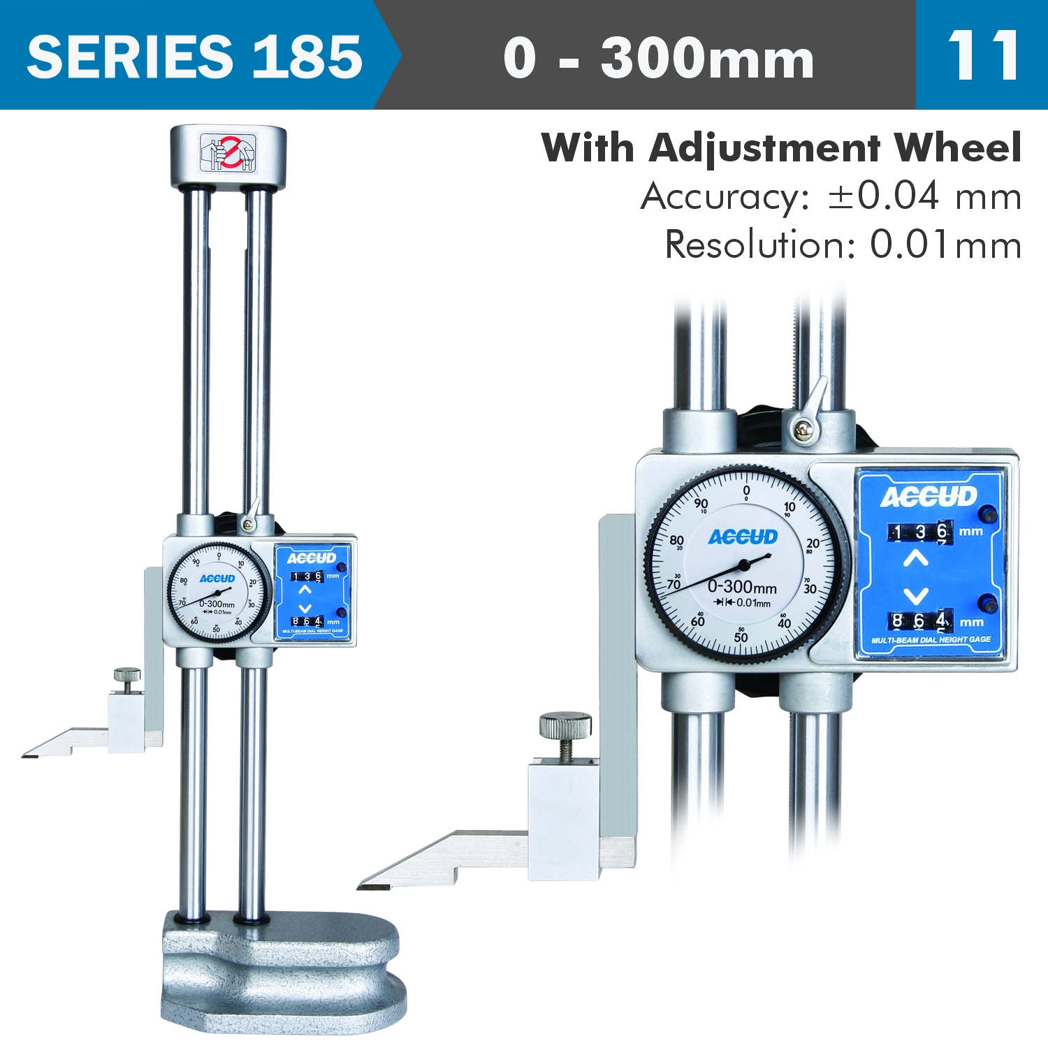 Dig. Height Gauge 300mm 0.04mm Acc. Driving Wheel 0.01mm Grad. S/steel