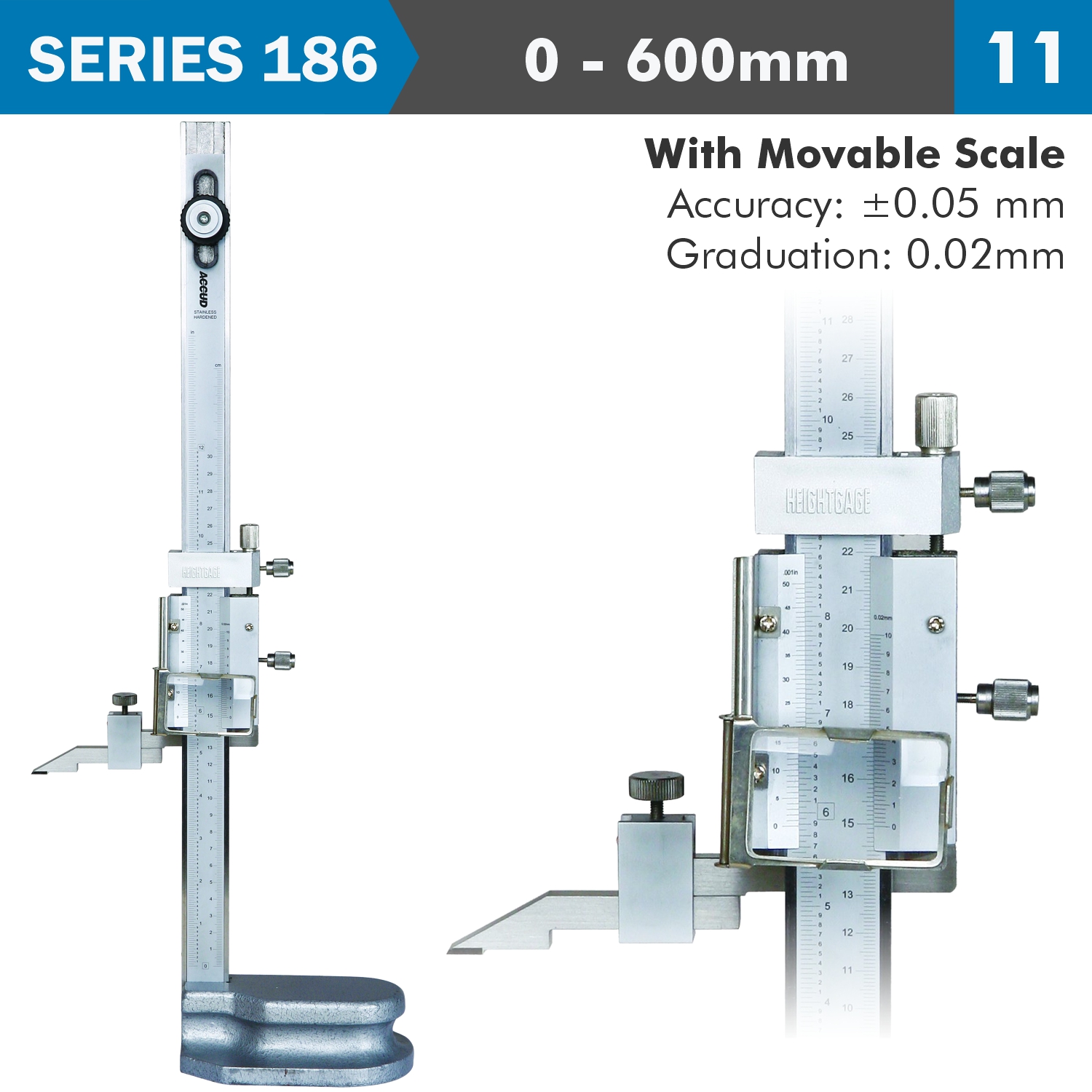Vernier Height Gauge 600mm 0.04mm Acc. 0.02mm Grad. S/steel