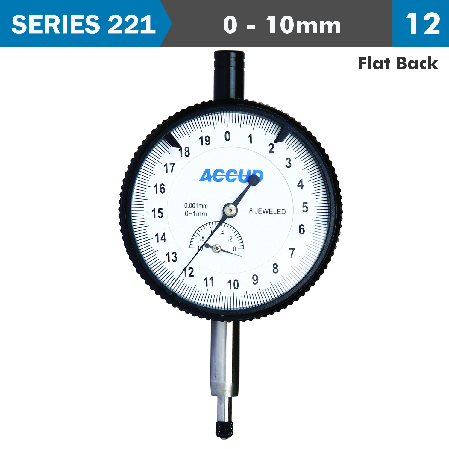 Dial Indicator Flat Back 10mm