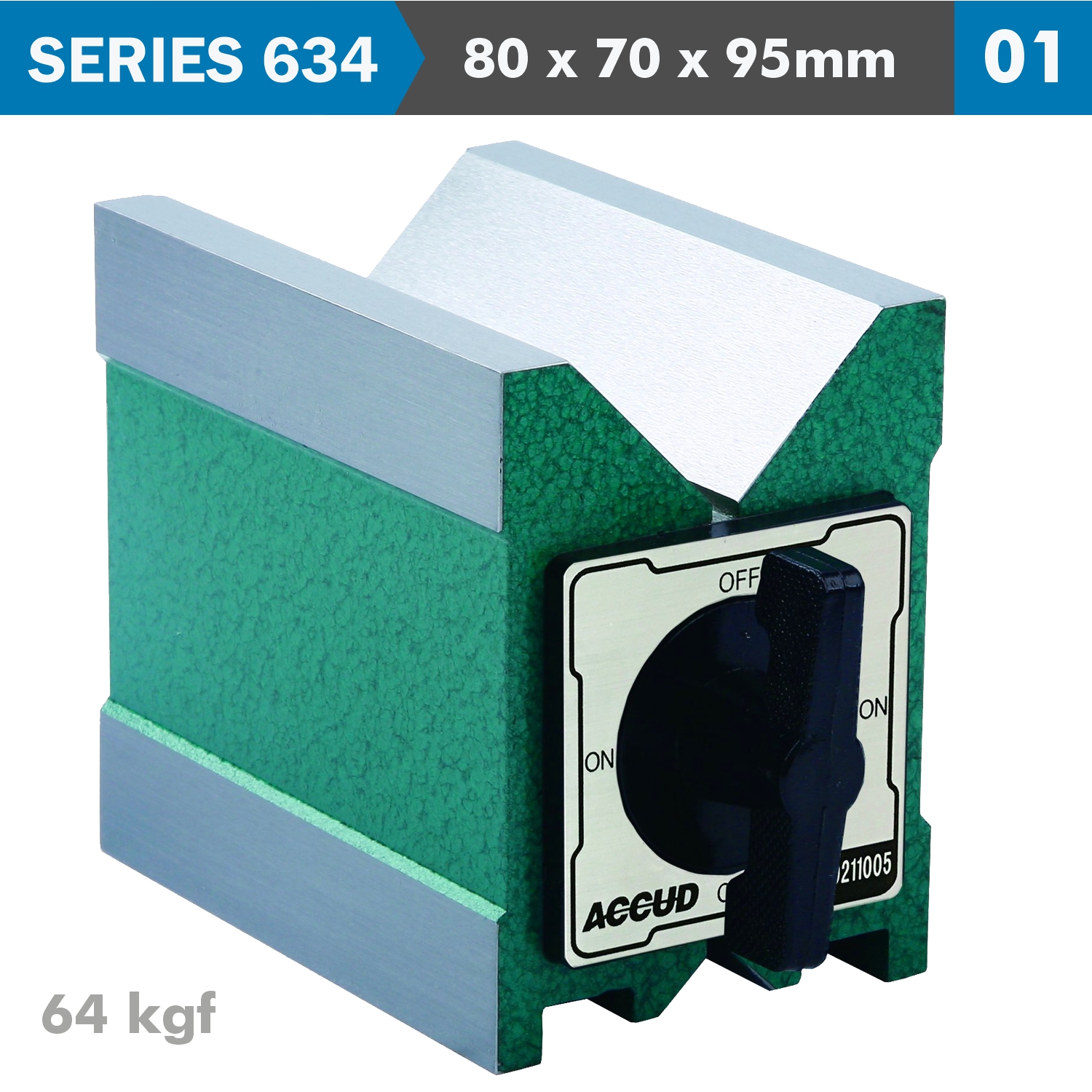 Magnetic V-block 80x70x95mm 64kgf