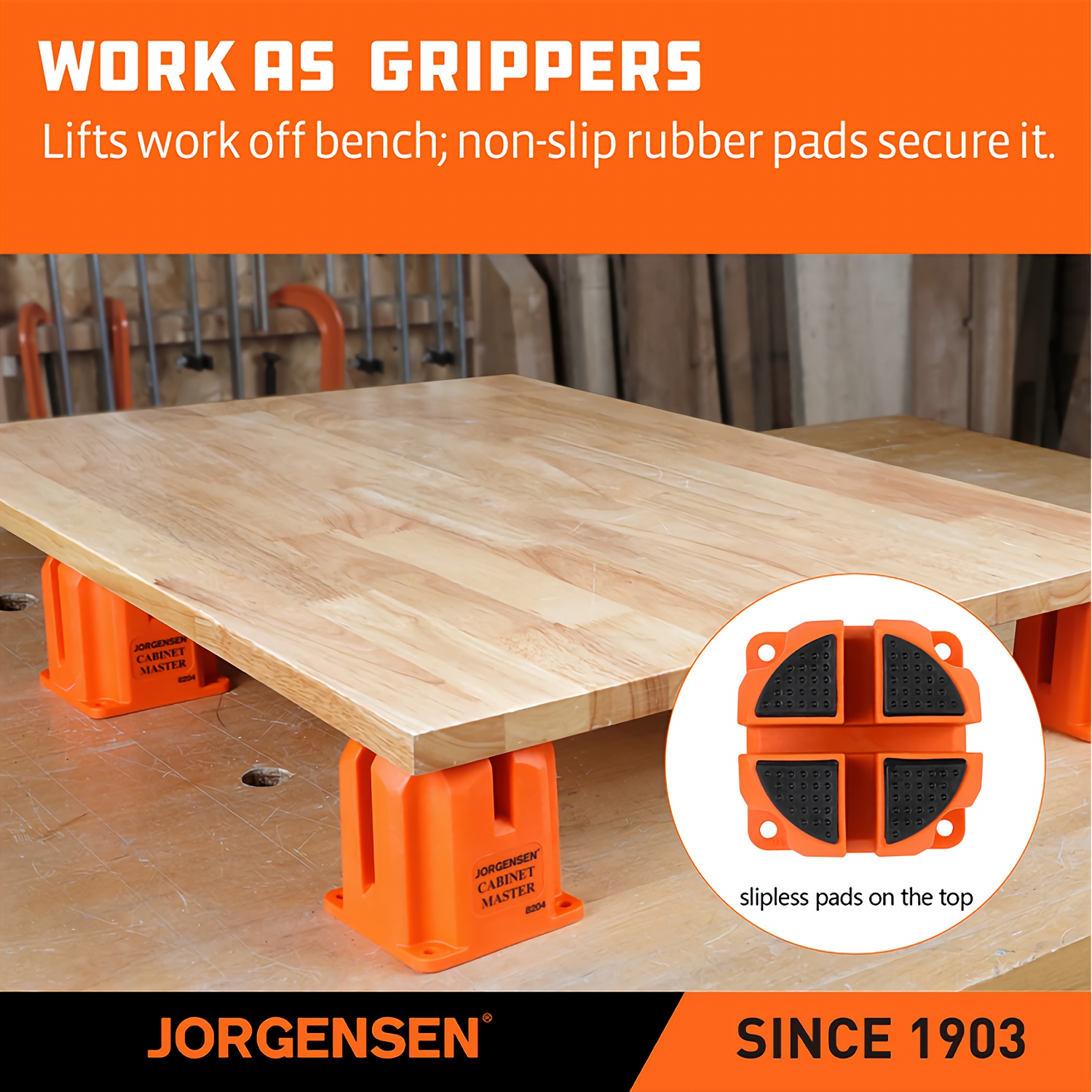 Jorgensen 3-in-1 Support Block 4pc For Parallel Clamps 3/4' Bench Top