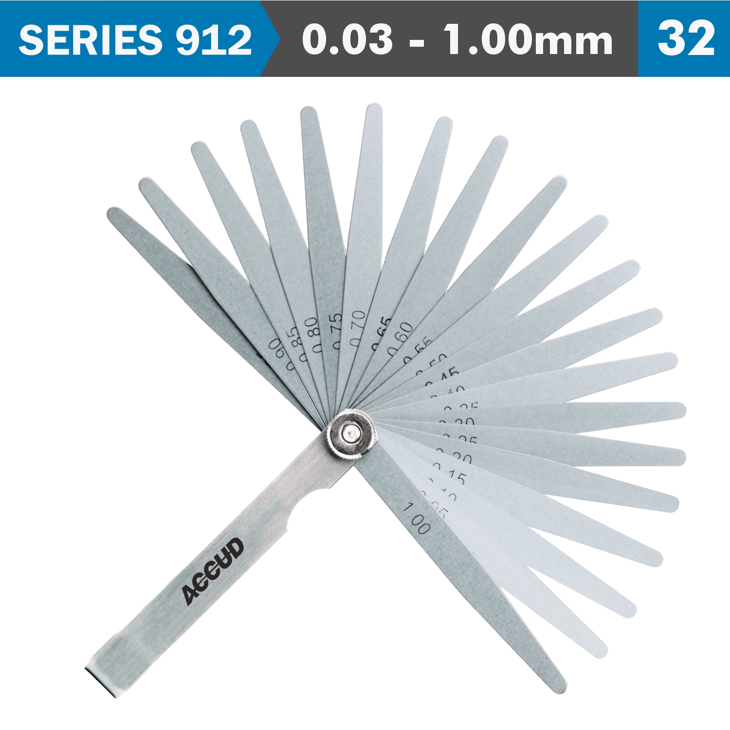 Feeler Gauge 100mm 0.03 - 1.00mm 32 Leaves Din2275
