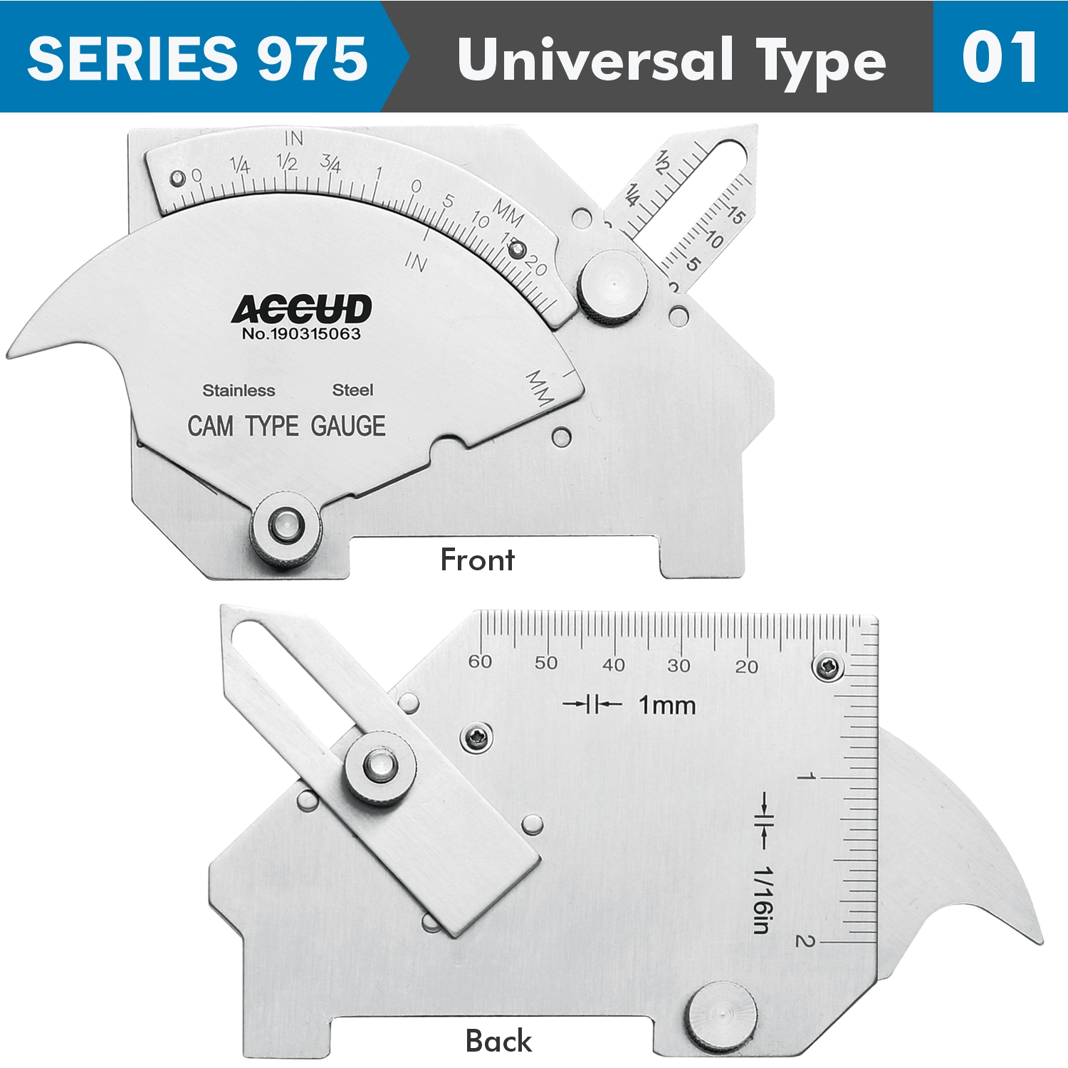 Welding Gauge 7 X Measuring Appl. 25,20mm,60deg. Range S/steel