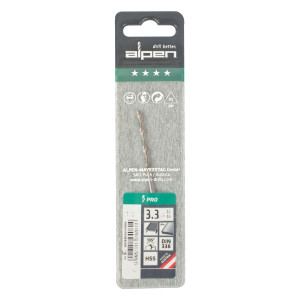 ALPEN Pro Hss 3.3mm Drill Din 338 Rn 135 Split Point Plastic Wallet (