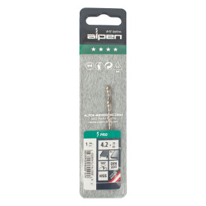 ALPEN Pro Hss 4.2mm Drill Din 338 Rn 135 Split Point Plastic Wallet (