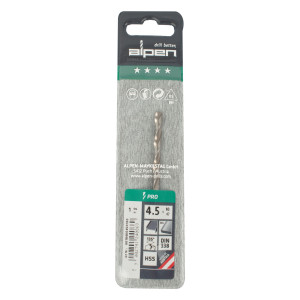 ALPEN Pro Hss 4.5mm Drill Din 338 Rn 135 Split Point Plastic Wallet (