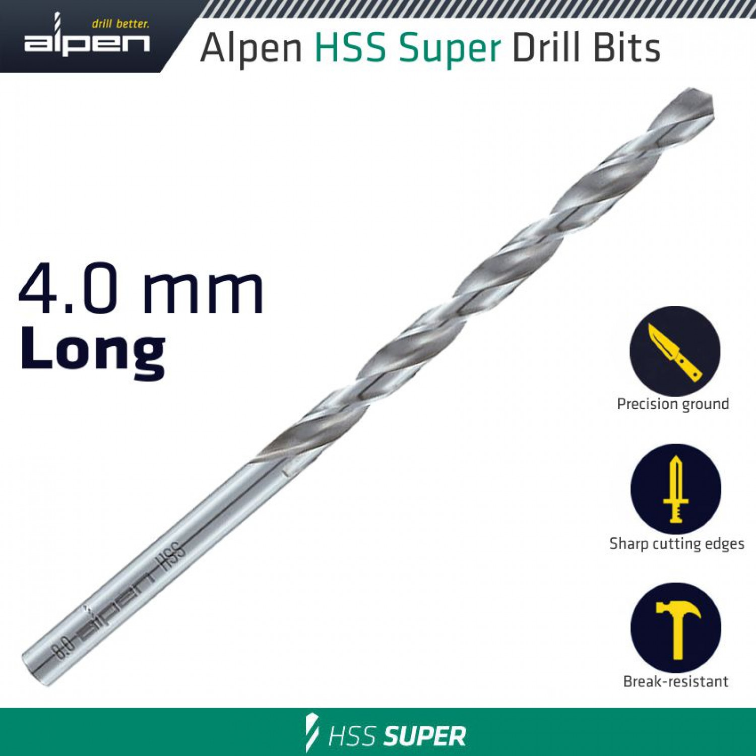 Hss Super Drill Bit Long 4 X 119mm Pouch