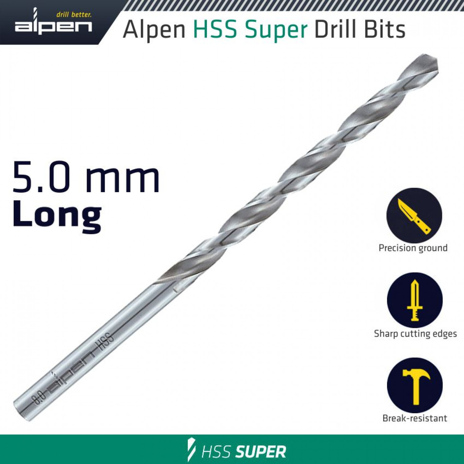 Hss Super Drill Bit Long 5 X 132mm Pouch