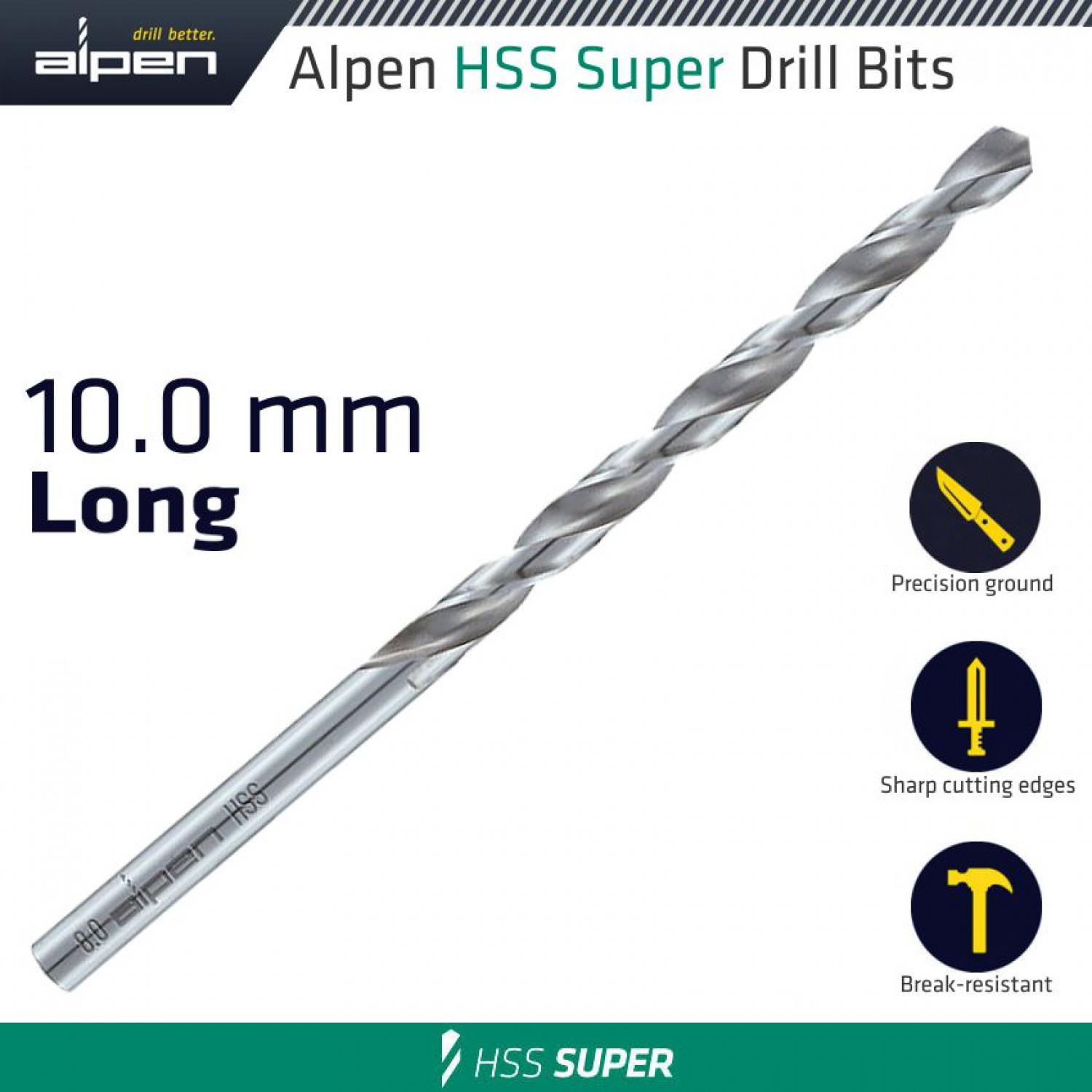 Hss Super Drill Bit Long 10 X 184mm Pouch